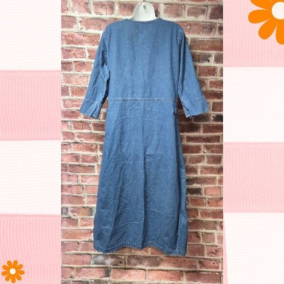 Vintage 90s Cotton Maxi Dress | New Direction | Women’s Medium | Blue - Picture 8 of 8